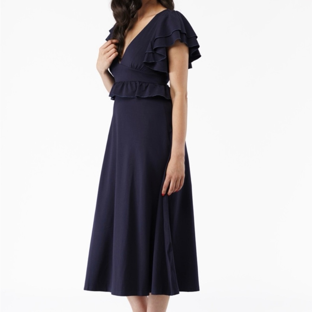 SMITH & Quinn- Genevieve Dress-  Navy Ruffle Sleeve Dress NEW WITH TAGS